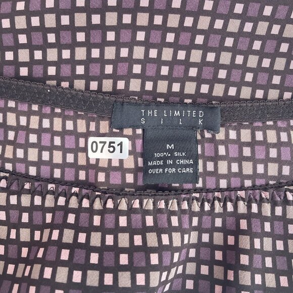 Y2K Vintage The Limited Silk Checkered A-Line Knee Length‎ Skirt Purple Women M - Picture 6 of 10